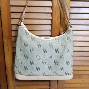 Vintage Dooney & Bourke - Leather & Canvas Hobo Bag